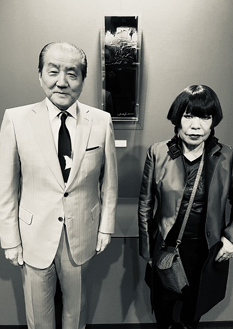 Ms. Koshino Jyunko and Director Shigyo Sosyu in front of the artwork of Ms. Koshino. Photo by: Mr. Suzuki Hiroyuki