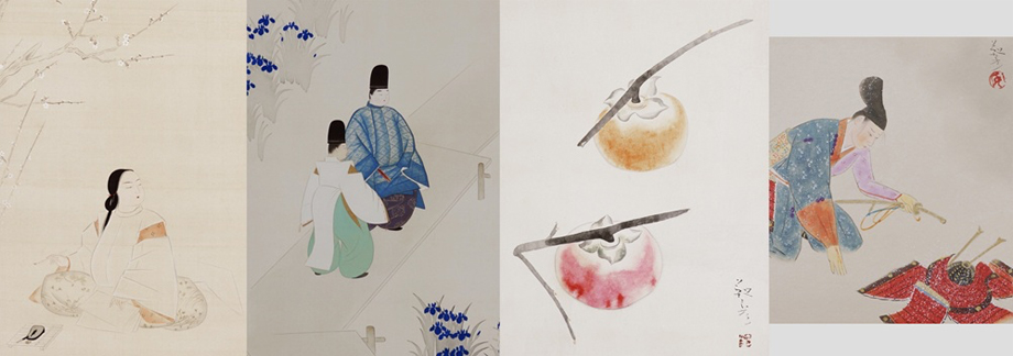 安田靫彦画、春夏秋冬4種1セットポストカードイメージ